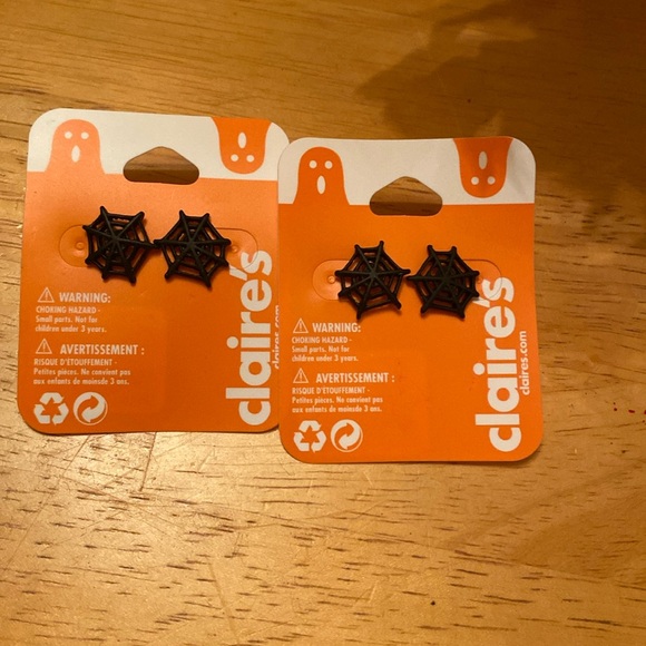 Spooky Scary Black Spider Web Halloween earrings  🕷️🕸️🕷️ - Picture 1 of 4